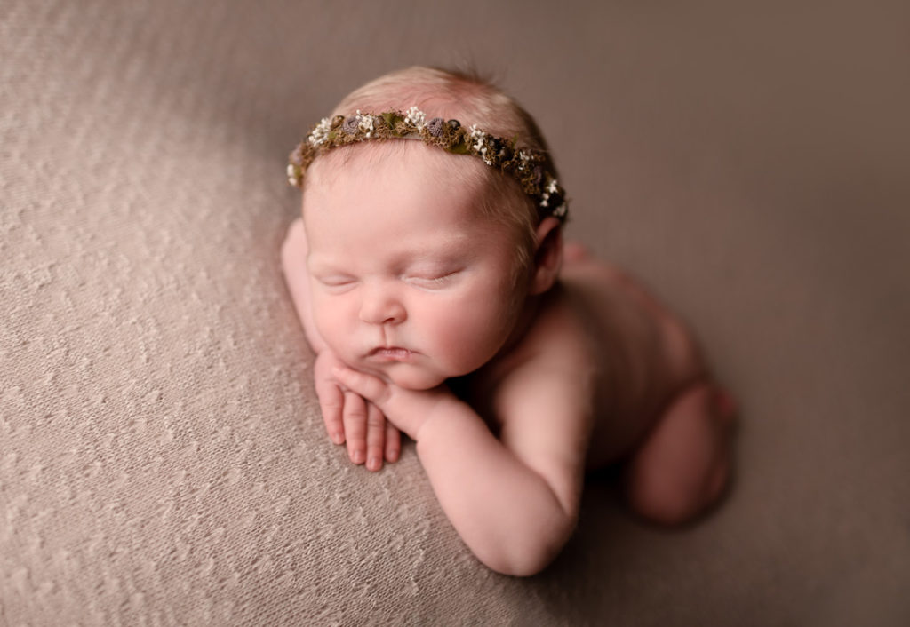 For The Love Of Photography Picture of Newborn Girl with Headband Sleeping