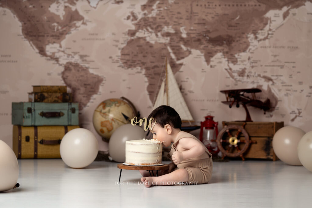 Lansing Milestone Photographer Toddler eating Cake by For the Love of Photography
