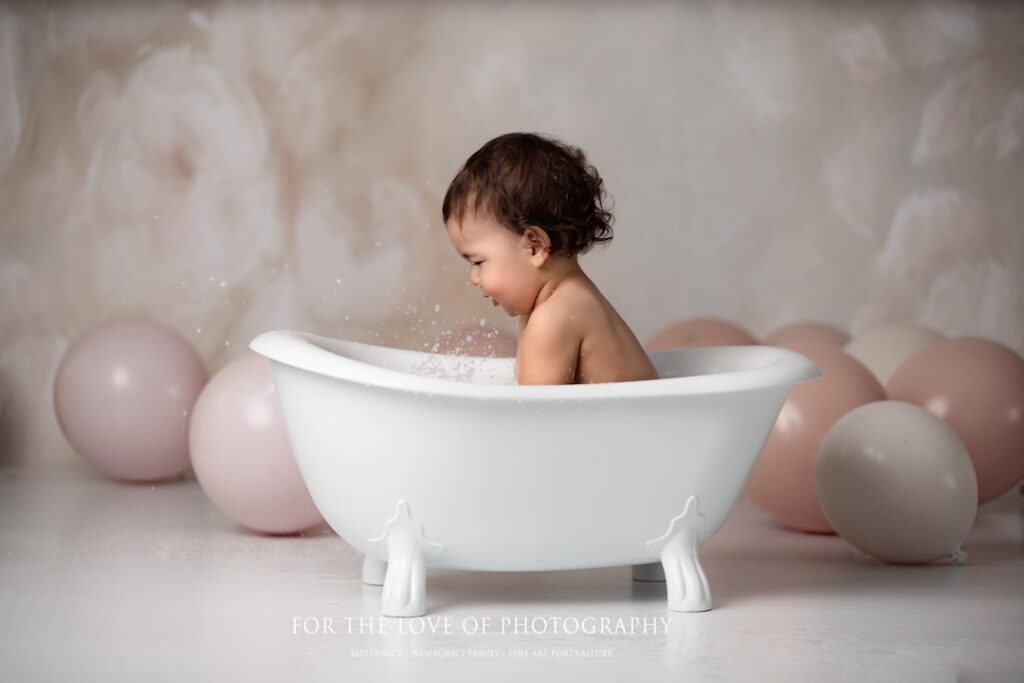 Toddler photo session in bath by For The Love Of Photography.